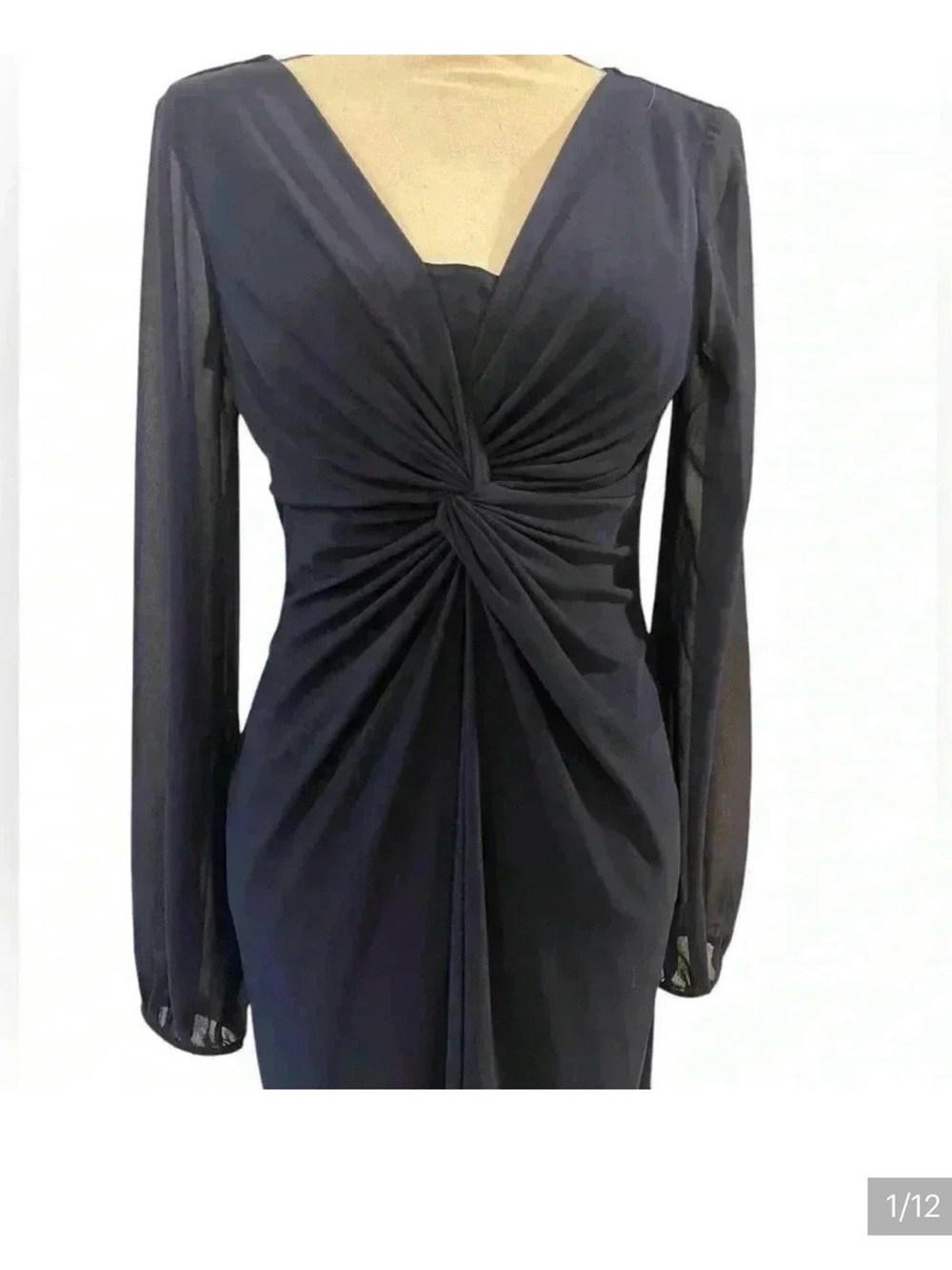 Chaps twist front midi dress navy blue new with tags 8